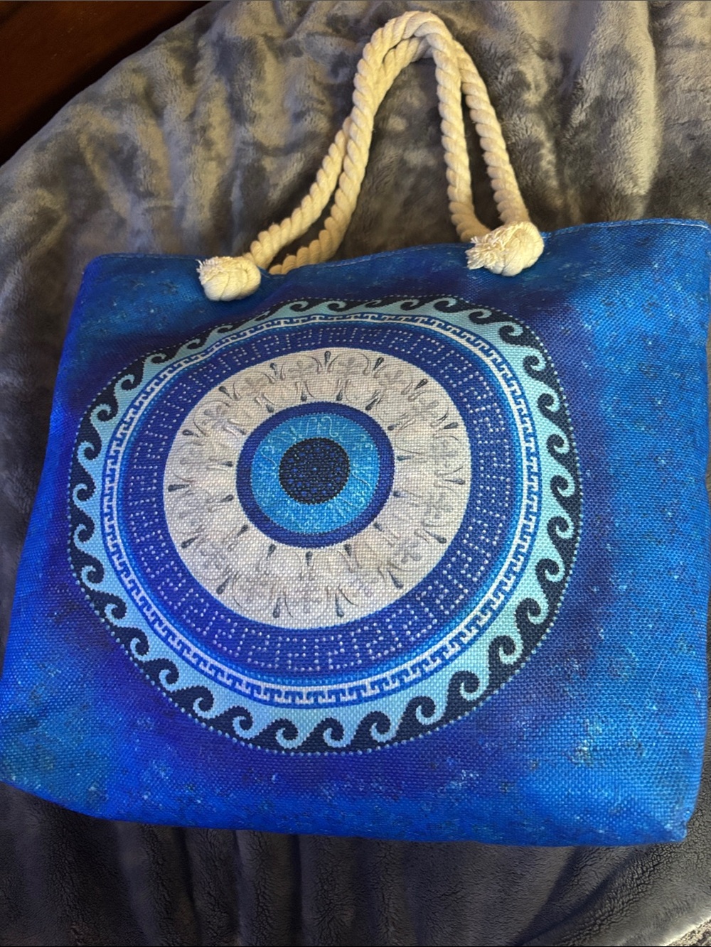 Blue Mandala Rope-Handle Tote Bag - Unbranded